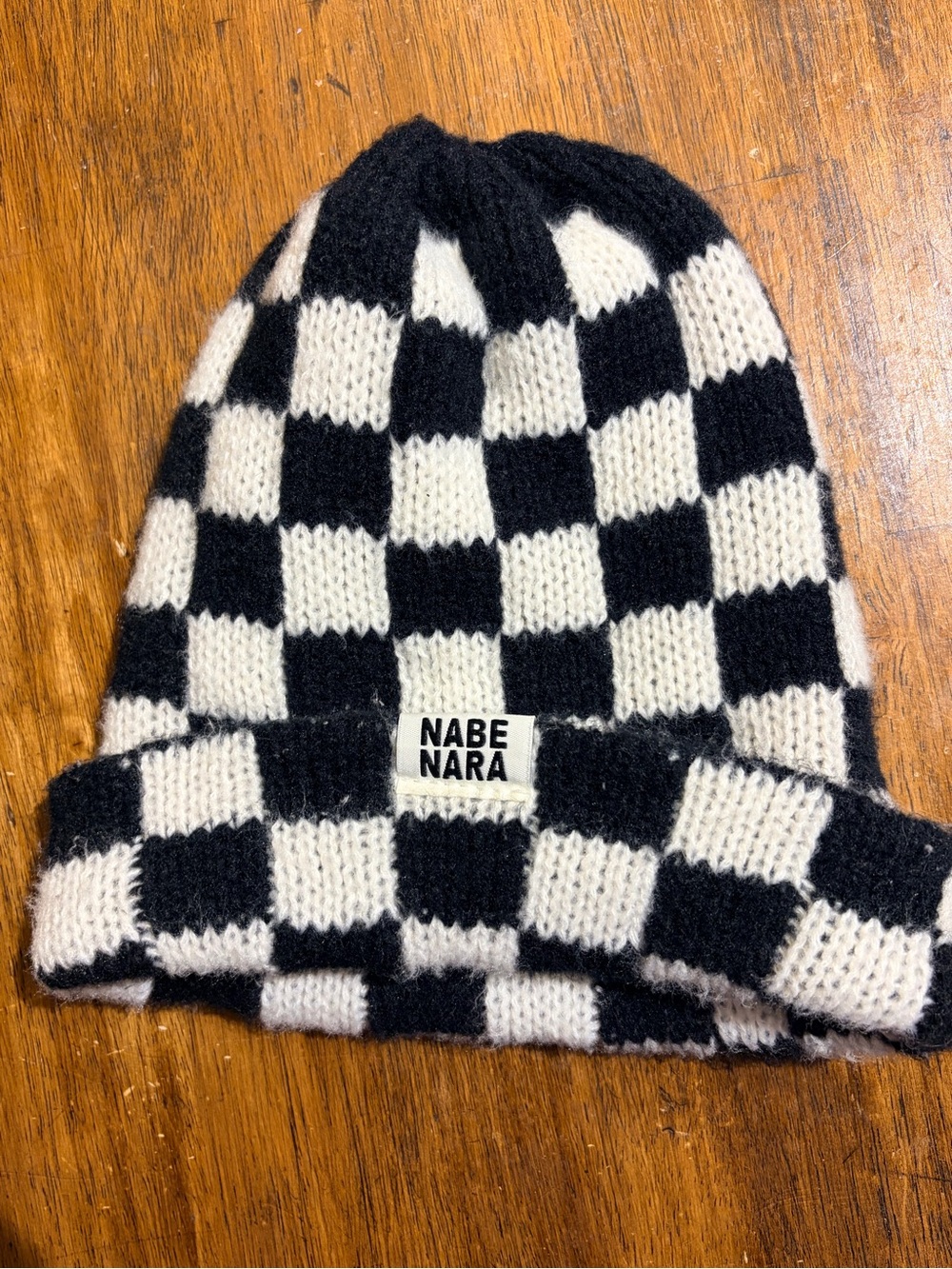 Nabe Nara Black & White Checker Beanie
